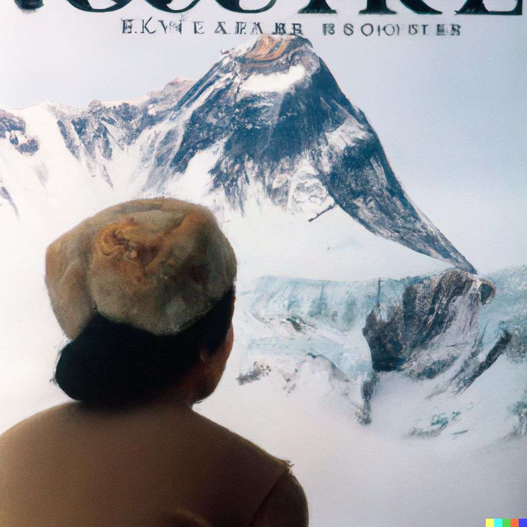 someone gazing at Mount Everest, front cover of Vogue, 2000